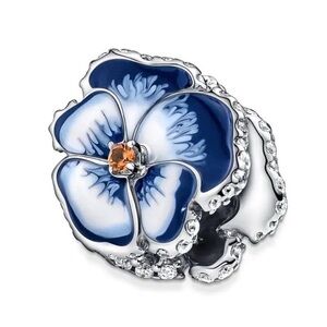 New S925 blue floral pandora style charm